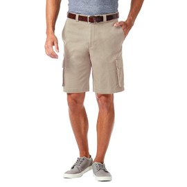 Haggar Men's Stretch Comfort Cargo Flat Front Short, putty 36