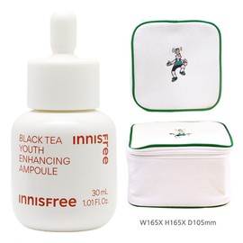 Innisfree Black Tea Youth Enhancing Ampoule 30mL+Play Green Cosmetic Pouch (Green) / 이니스프리 블랙티 유스 인핸싱 앰플 30mL+플레이그린 화장품 파우치 (그린)