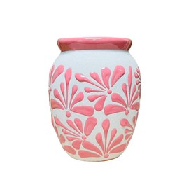Pink Espiga Plumeado Bola Clay Vase - Florero Barro - Jarro - Clay Vase - Hand Made Vase - Guelaguetza Designs