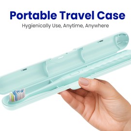 Sonic Travel Electric Toothbrush for Adults & Kids, Travel Case&2 Brush Heads, Battery Powered Sonic Toothbrush, Compact Design for Daily/Travel Use-Green