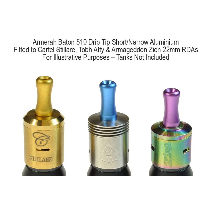 Armerah Baton 510 Drip Tip eCig Mouthpiece Short/Narrow Aluminium/Solid 8