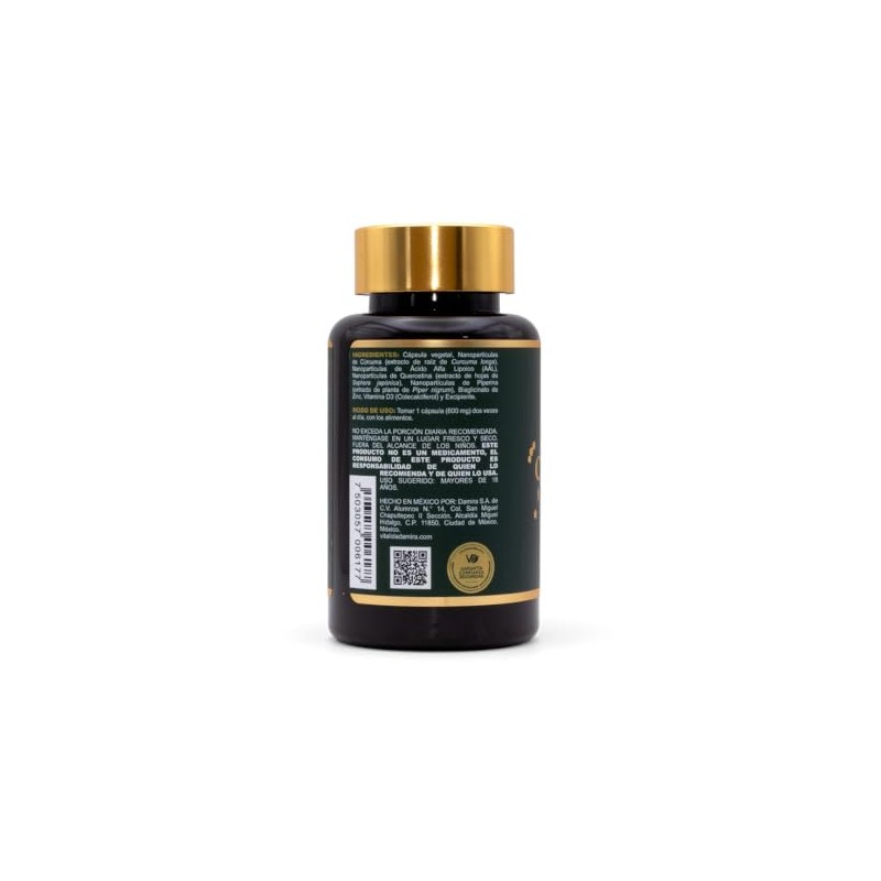 Cúrcuma Nanocomplex con Quercetina, Piperina, Zinc, Vitamina D3 y Ácido