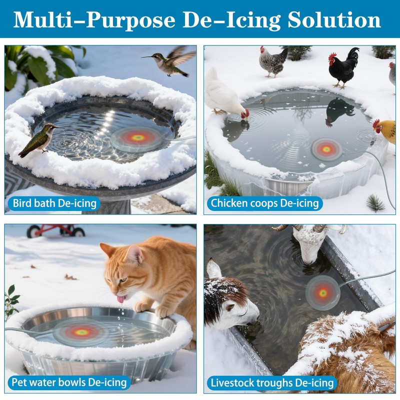Bird Bath Heater,50W Automatic Birdbath Deicer for Outdoor Birdbaths and