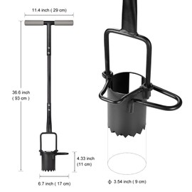 Omesata Sod Plugger, Bulb Planter with Long Handle and Serrated Base Garden Tool, Bulb Transplanter Also Grass Plug Tool for Digging Holes to Plant Tulips, Iris, Daffodils