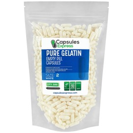XPRS Nutra Size 2 Empty Capsules - Empty Gelatin Capsules - Capsules Express Empty Pill Capsules - DIY Capsule Filling - Pure Bovine Pill Capsules Empty Gel Caps (500 Count, White)