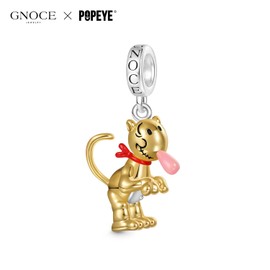 GNOCE Popeye Charm Bead Valentine's Day Hug Heart Charm 925 Sterling Silver Beads Charms for Women and Girls Jewellery Gift for Fans, Silver, Cubic Zirconia