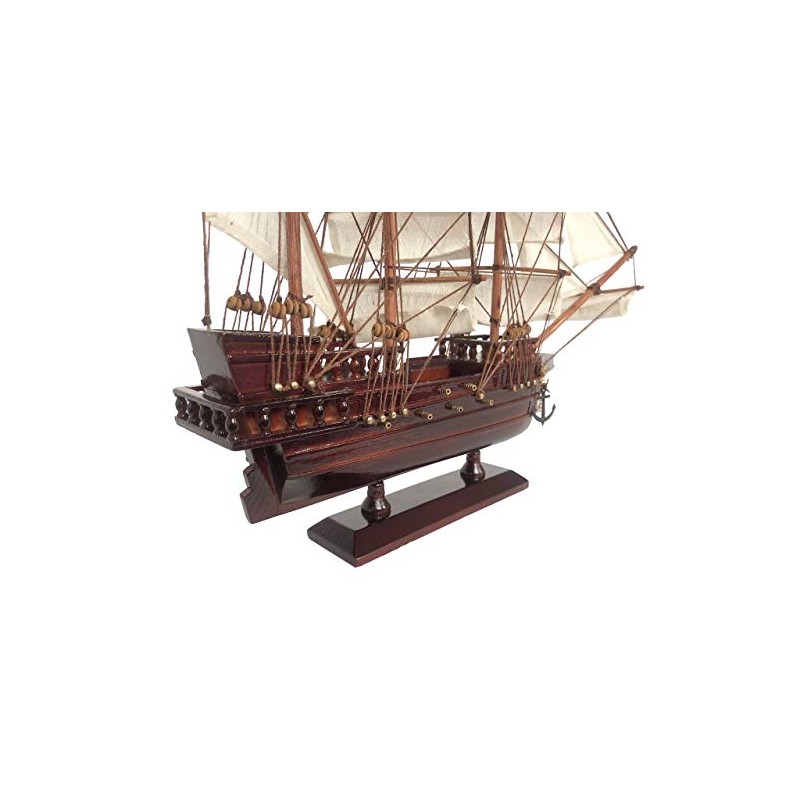 Hampton Nautical Wooden Blackbeard's Queen Anne's Revenge White Sails Pirate
