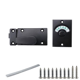 T Tulead Door Lock Indicator Black Bathroom Stall Door Latch Zinc Alloy Latch Indicating Lock Vacant/Engaged Toilet Door Lock Latch, with Screws