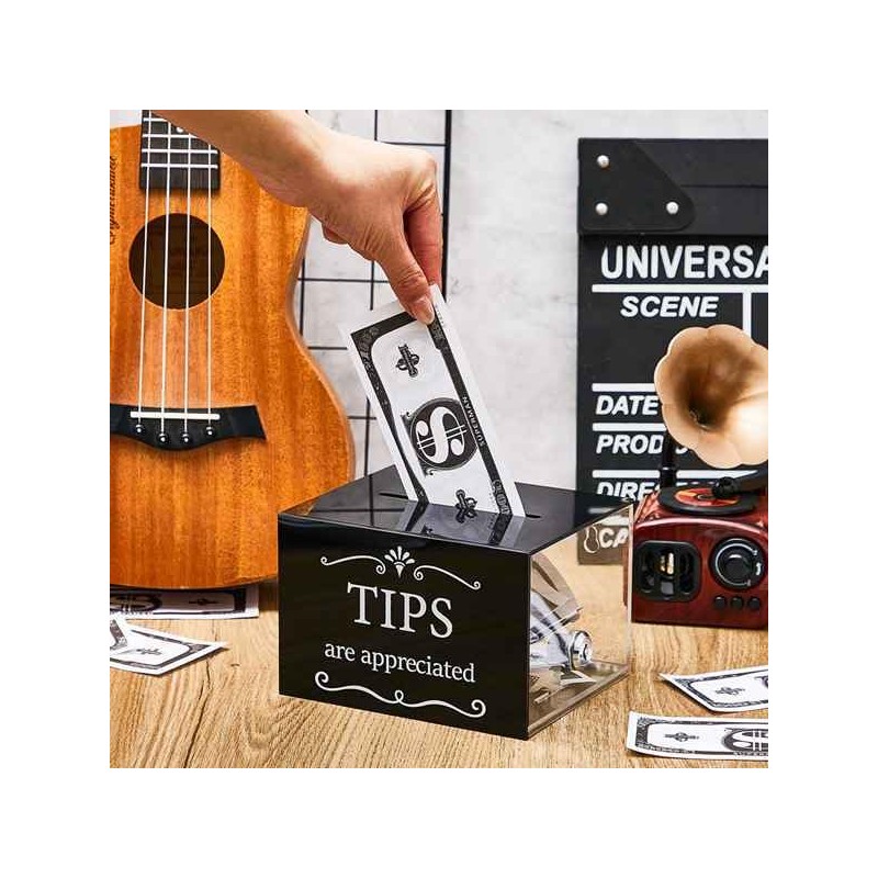 Tip Jars for Money 6 X 4 X 5 Inch