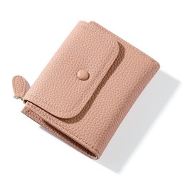 Torytoe Women's PU Leather Purse with Zip Coin Compartment and 7 Compartments Small Purse for Women, pink, Minimalist