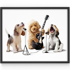 DREAM BIG PRINTABLES Funny Dog Wall Art - Unframed -11x14 | Puppy Wall Decor - Art Prints for Pet Lovers - Great Gift Idea for Dog Lovers - Puppies Being Adorable in Band