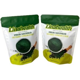 Linahealth  2 Pack Espirulina orgánica en polvo 250 gramos, Certificación Koshe, Alga espirulina natural certificada, Libre de Gluten 100 Natural Sin