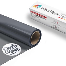 VinylRus Puff Vinyl Heat Transfer -12” x 6ft Dark Gray Puffy 3D Iron on Vinyl for T-Shirt, Puff HTV Vinyl Roll for Silhouette Cameo, or Maker, Easy to Cut and Weed