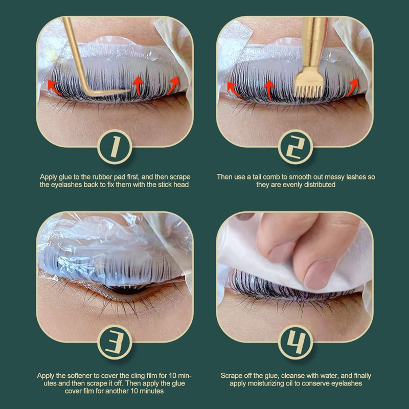 2 Teiliges Wimpernlift Dauerwellenwerkzeug, Gebogene Spitze, Kurzer Kamm B6, Doppelseitiges