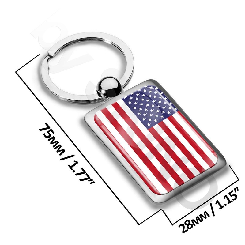 Biomar Labs® 3D Metal USA Flag Keyring Key Ring Accessories