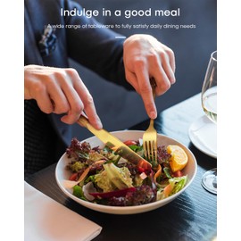 Gold Silverware Set, Ollex 60-piece Vintage Silverware Set for 12 with Stainless Steel Knives Spoons Forks Retro Royal Flatware Set for Dairy Kitchen Party Gold Utensils Set, Dishwasher Safe