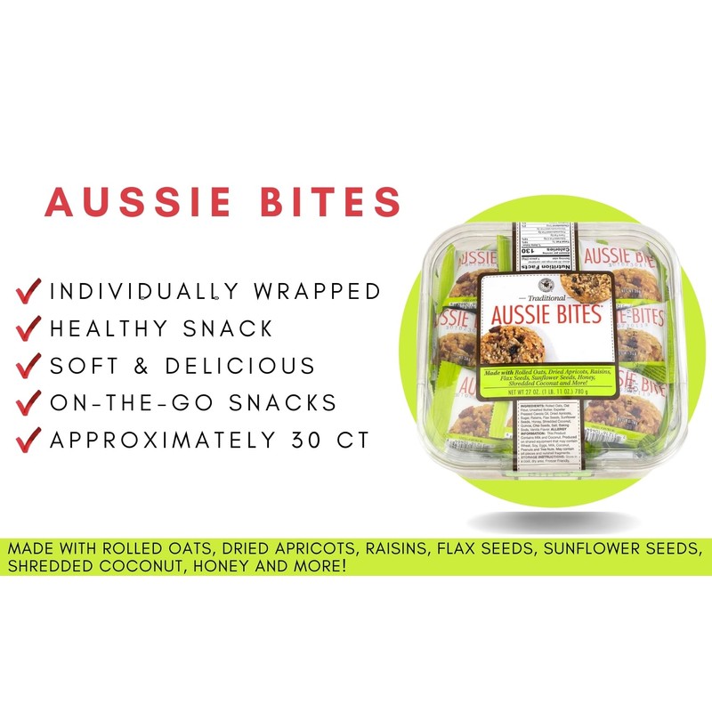 Traditional Aussie Bites Individually Wrapped 27 Oz, Oatmeal snacks cookies,