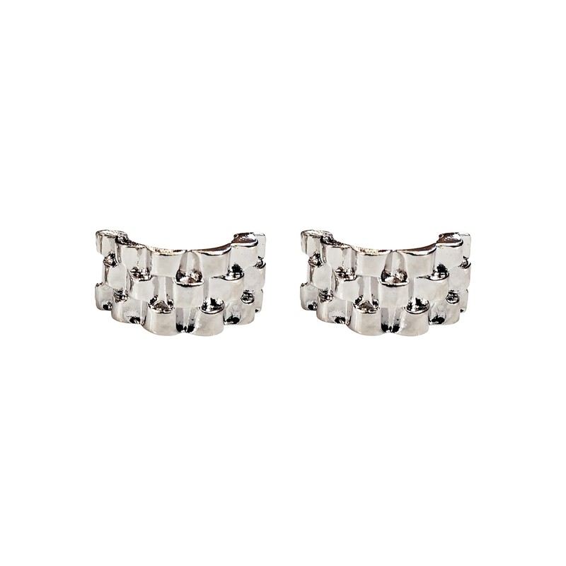Miyabi Grace Women's Elegant Silver Check Resin Plastic Post Earrings