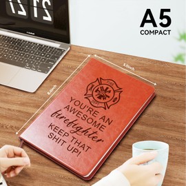 LBWCER Firefighter Leather Notebook Gift for Coworker Firefighter Graduation Gift Fire Hero Gift Fire Department Themed Notebook Firefighter Gifts for Men (FIRE)