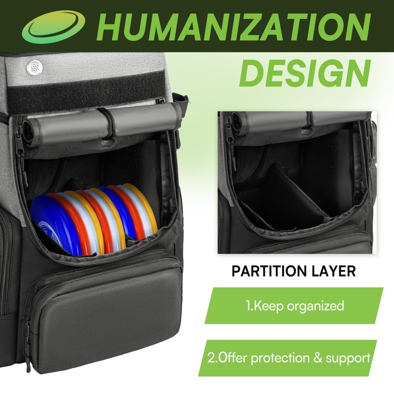 UNIHIMAL Disc Golf Bag, Heavy Duty 600D Polyester, Disc Golf