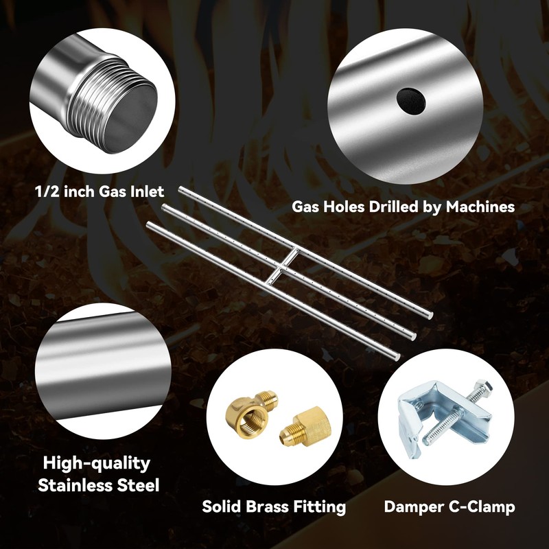 Skyflame 30" x 6" Rectangular Gas Fire Pit and Fireplace