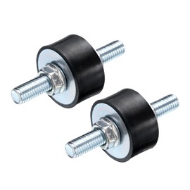 QUARKZMAN Pack of 2 M8 x 23 mm Rubber Buffer with Threaded Bolts 30 x 15 mm Male Vibration Damper Galvanised Cylindrical Thread Brackets with 4 M8 Locking Nuts