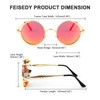 FEISEDY Retro Steampunk Polarized Sunglasses Round Metal Frame Gothic Shades