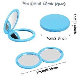 vesaneae 4 Pcs Compact Mirrors, Diameter 7cm Round Folding Mirrors, 4 Colors 2-Side Pocket Travel Makeup Mirrors for Women Girls Outdoor Travel Daily Use