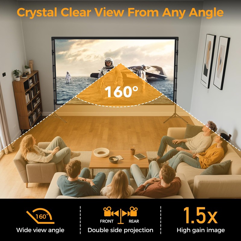 Outdoor Projector Screen with Stand: VOOPVOR 120 inch Portable Projector