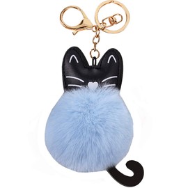 BUZZxSELECTION Women's Cat Cat Animal Key Ring Charm Keychain AC121 (05 Blue)