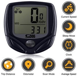 Water-Proof Bike Computer with Compass, MAXIN Wireless Bike Speedometer with Large LCD Display, Bicycle Odometer Cycling Stopwatch with Mult Function.