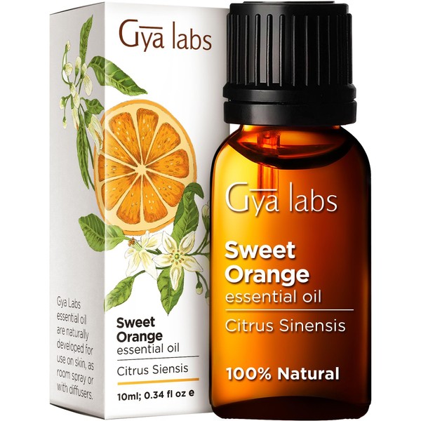 Gya Labs Sweet Orange Essential Oil for Diffuser - 100% Natural Sweet Orange Essential Oils for Skin - Sweet Orange Oil Essential Oil for Aromatherapy (0.34 fl oz)