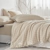 JELLYMONI Seersucker Comforter Set Queen Size with Sheets, Cream Grey