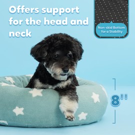 Mora Pets Donut Dogs Beds for Small Dogs Round Calming Cats Beds for Indoor Cats Cute Star Fluffy Puppy Kitten Bed with Removable Washable Cover Fancy Circle Pet Bed Anti-Slip Blue 23"