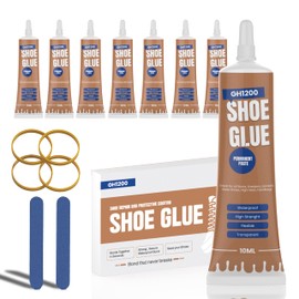 GH1200 8x10ML Shoe Glue Heavy Duty Pack, Clear Drying & Strong Shoe Repair Glue, Non Stiff Repairs, Glue for Shoes Fixes Sneakers, High Heels, Crocs & More, Shoe Sole Glue Can Bear Extreme Conditions