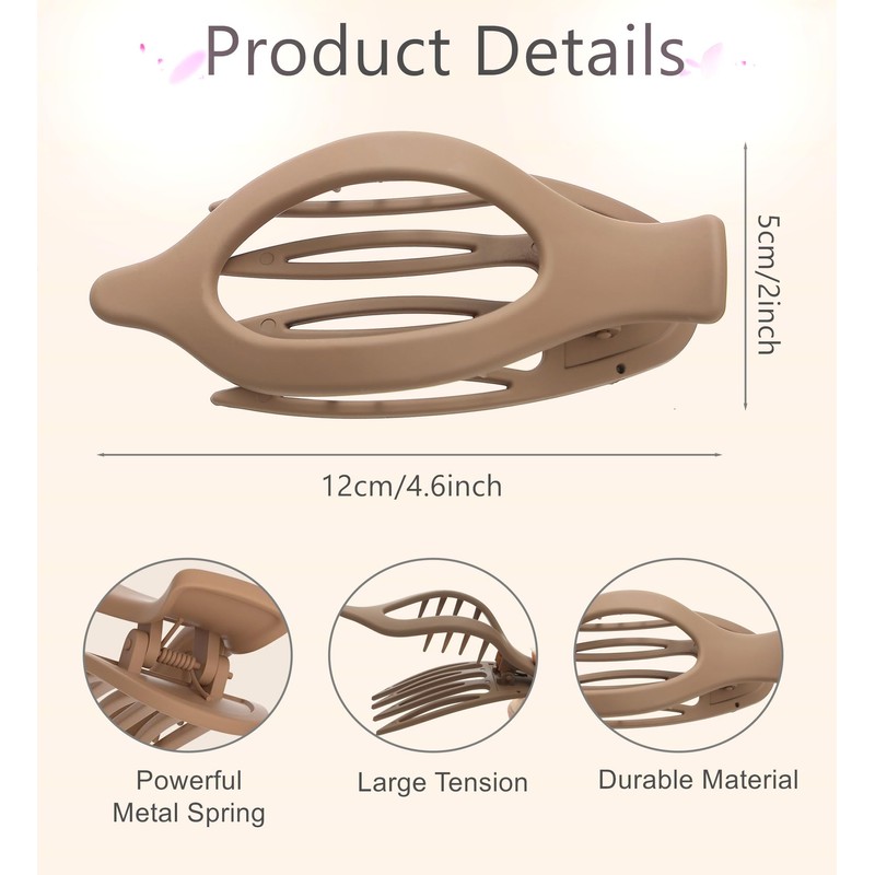 6 Pack Flat Hair Clips for Women Lay Down Claw