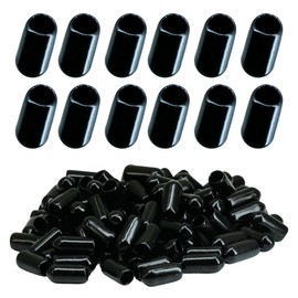 Pack of 100 Rubber End Caps Vinyl Round Tube Bolt Caps Cover Screws Screw Thread Protection Black (5 mm)