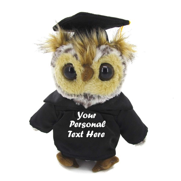 Plushalnd Standing Graduation Owl with Graduation Gown 9 Inches – Customizable – Personalized Text, Name or School Logo, Class of 2023 Best for School Kids, Boys, Girls, Graduation