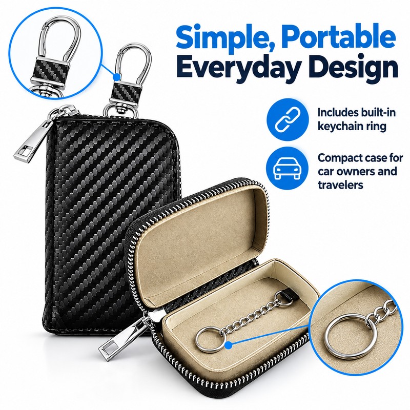 Car Key Fob Faraday Pouch – Signal-Blocking Case with PU