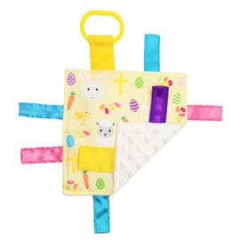 Baby Jack & Co 8 x 8” Easter Lovey Tag Baby Toys - Crinkle Toys Baby Essentials, Easter Gifts for Kids, Soft & Safe, Learn Shapes & Colors, Easter Basket Stuffers for Babies - BPA Free W/Stroller Clip