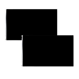 HPMAISON 90 x 150 cm Black Flag Pack of 2 Plain Flag with 2 Brass Eyelets DIY Referee Flag Party Parade Celebrations Sports Nursery School Outdoor Decoration
