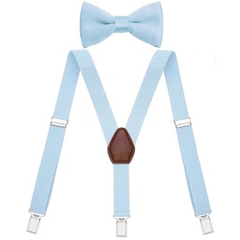 JRHEJTFZ Men's Suspenders and Bow Tie Set Adjustable Y Back Sky Blue 47 IN