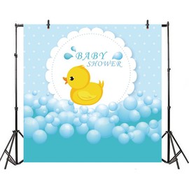 Leyiyi 4x4ft Photography Backdrop Rubber Duck Baby Shower Background Bubble Bath Water Drops Room Interior Decor Birth Celebration Wallpaper Duckling Swimming Photo Portrait Vinyl Video Studio Prop