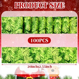 Ganeen 100 Pcs Christmas Lime Green Fur Quilting Fabric Roll 2. 56 Inch Fabric Squares Jelly Patchwork Precut Strips Bundles for Holiday Materials Craft DIY Sewing Cloths