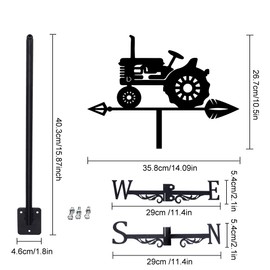SUPERDANT Agricultural Machine Weathervane Wrought Iron Wind Vane Roof Garden Direction Sign Wind Spinner Individualized Design Outdoor Farmhouse Decoration