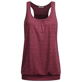 Miusey Yoga Clothing Womens Sleeveless Round Neck Loose Fit Racerback Workout Tanks Gym Tops Baseball Mom Shirts Summer Clothes (X-Large, Wine Red-2)