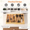 Lifewit 4 Compartments Bamboo Utensil Drawer Organizer, Expendable Cooking Silverware