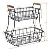 SunnyPoint 2-Tier Rectangle Countertop Fruit, Bread Wire Basket (Black, Metal)