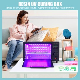 FAST MELT UV Resin Curing Box, 395nm UV Curing Light Station with 36 LED Beads, Auto UV Curing Resin Dryer Timer Setting Digital Display(S/M/H) wit Tray, UV Light for Craft|Jewelry Making|DIY Decor