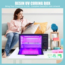 FAST MELT UV Resin Curing Box, 395nm UV Curing Light Station with 36 LED Beads, Auto UV Curing Resin Dryer Timer Setting Digital Display(S/M/H) wit Tray, UV Light for Craft|Jewelry Making|DIY Decor